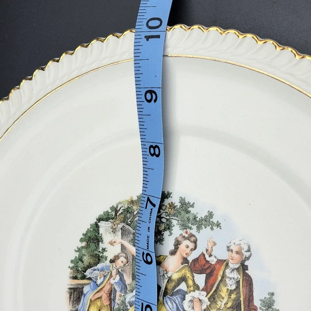 The Harker Pottery Company Plate 1840 22KT Gold Colonial Couple 10